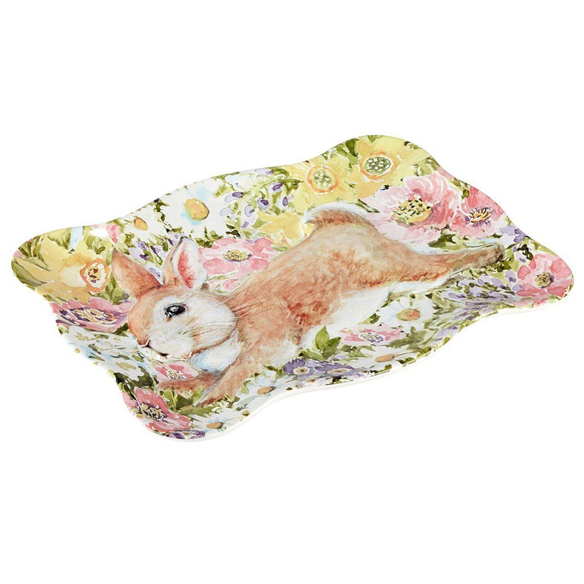 Блюдо Certified International з хвилястими краями Великодній сад керамічне 36х25х3 см Різнокольоровий (41266) - фото 2