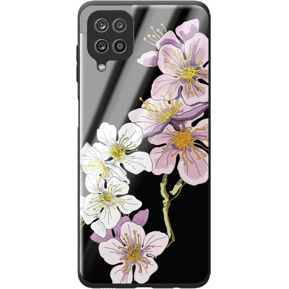 Чехол Boxface Samsung M225 Galaxy M22 Cherry Blossom Черный силикон со стеклом (43528-cc4-44204)