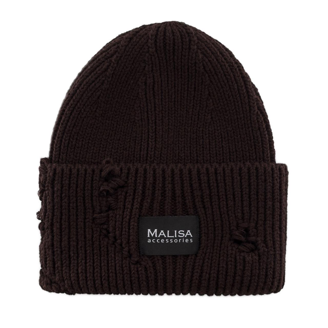 Шапка женская Malisa БРУНО без подкладки рваная с эмблемой на отвороте one size Темно-шоколадный (269647) - фото 1 Шапка женская Malisa БРУНО без подкладки рваная с эмблемой на отвороте one size Темно-шоколадный (269647) - фото 1