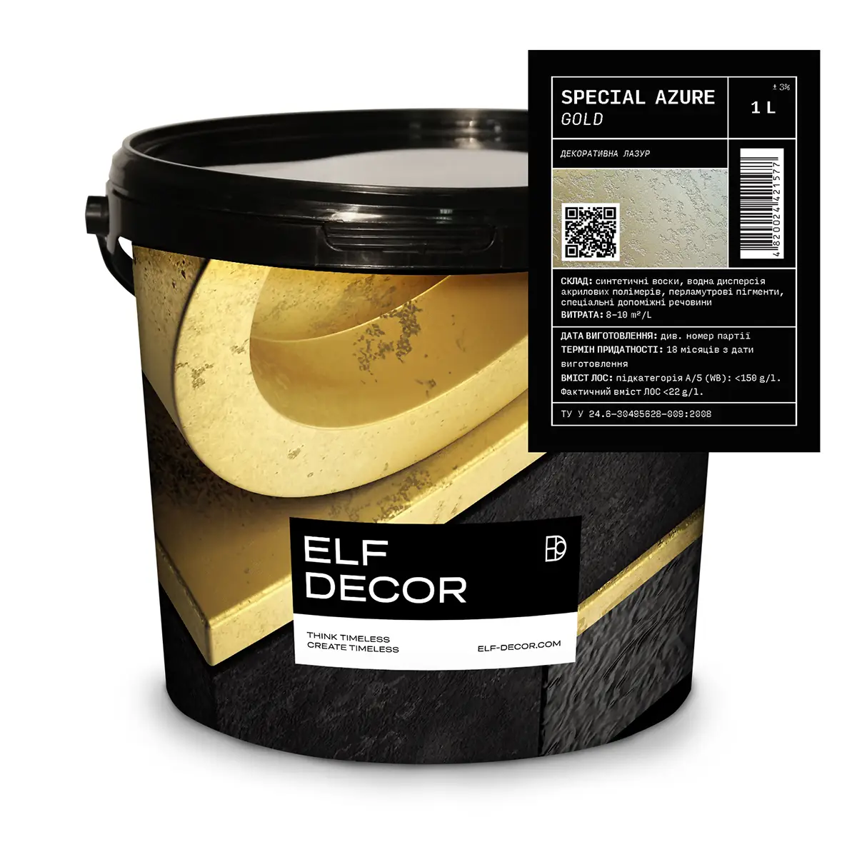 Лак металлизированный для декоративного покрытия Elf Decor Azure 1 л Золото (2783434023)