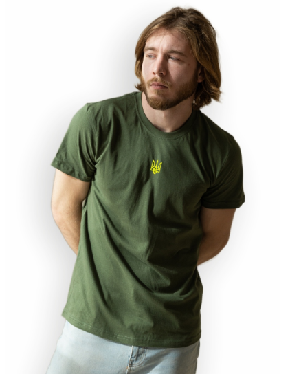 Футболка мужская GBI Тризуб хлопковая S Хаки (13703-М)