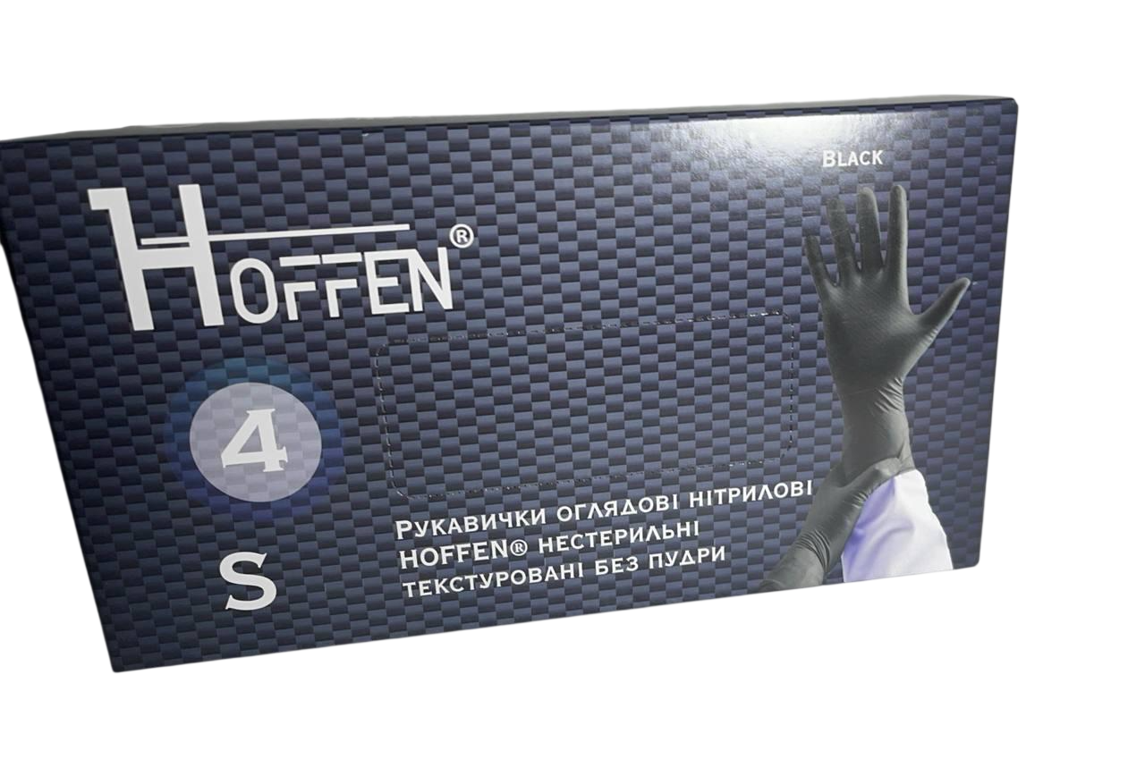 Рукавички нітрилові HOFFEN без пудри S 100 шт. Чорний (32310094) Рукавички нітрилові HOFFEN без пудри S 100 шт. Чорний (32310094)