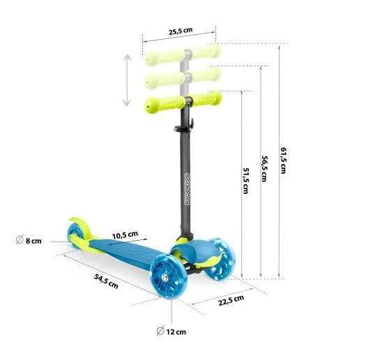 Самокат для дітей Ricokids трьоколісний із LED колесами та регульованим кермом (765105) - фото 12