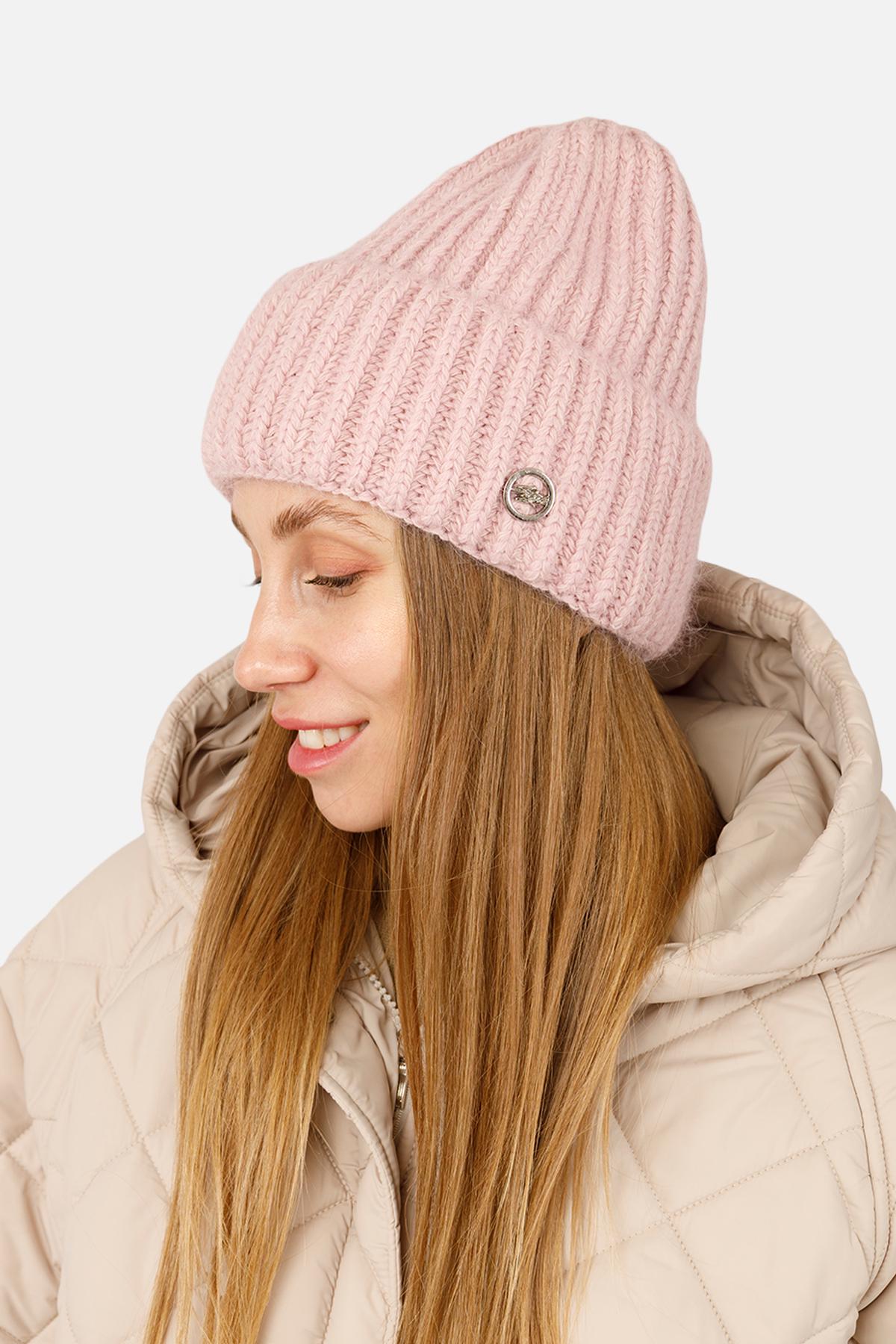 Шапка женская с отворотом 56-58 см Розовый (ЦБ-00263294)