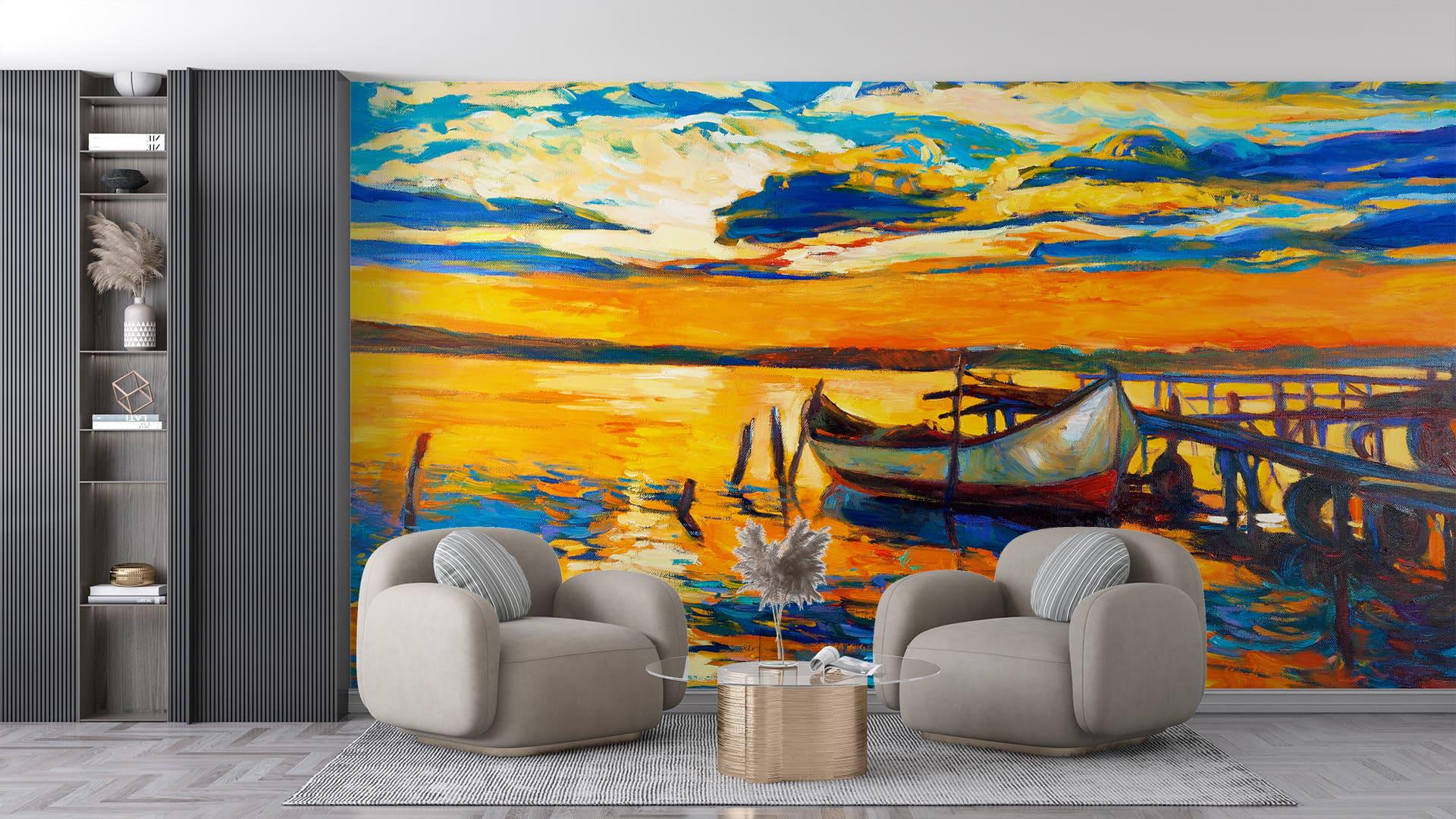 Фотообои флизелиновые Styleo Print-walls Лодка в свете 0821 350х270 см (Pw-0821/3)