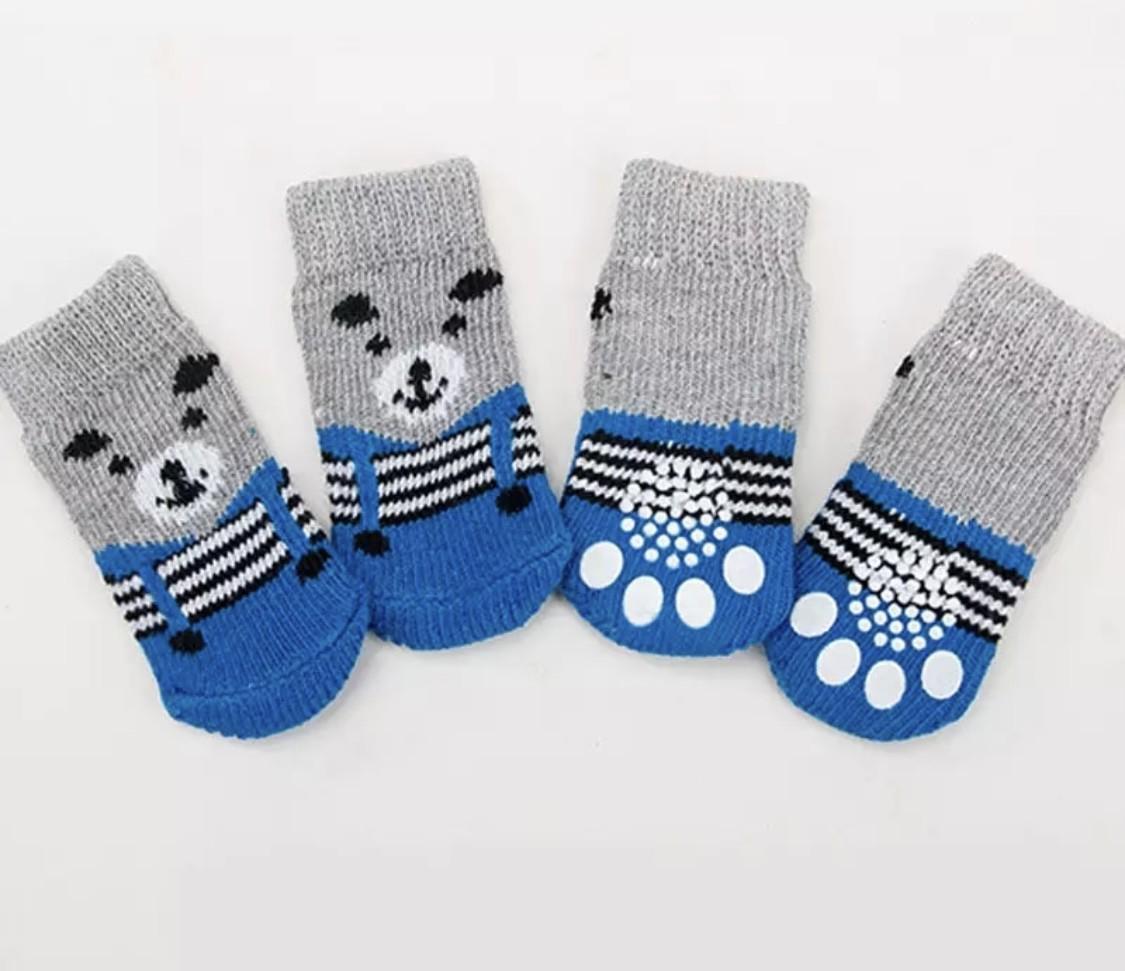 Носки для собак BEAR с антискольжением хлопок М Blue/Black