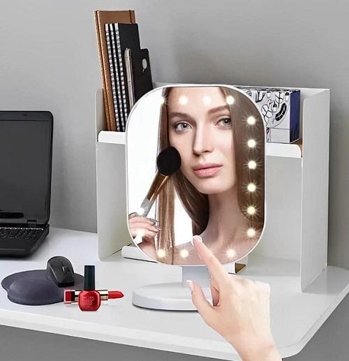 Косметическое зеркало для макияжа с LED подсветкой Cosmetie Mirror 20 LED Белый (15439) - фото 3