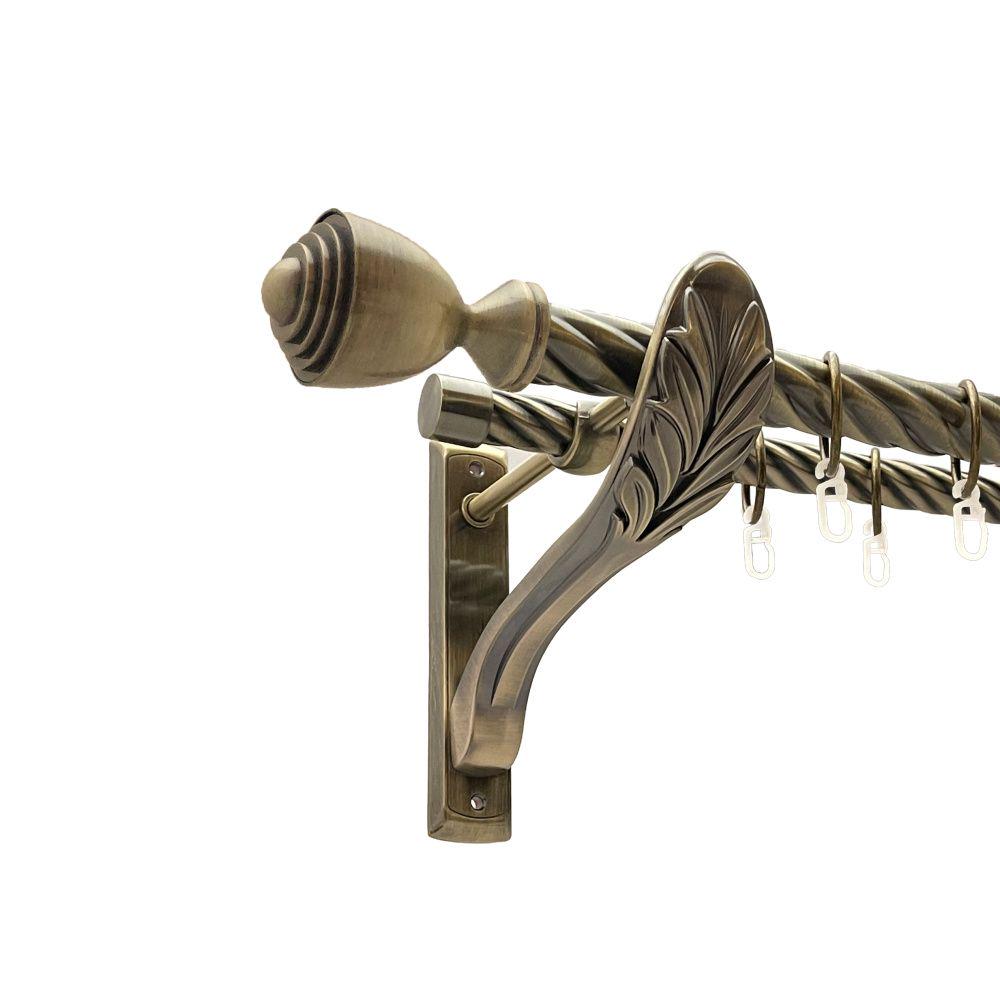 Карниз Orvit Палаціо металевий дворядний ретро скручена труба кільце металеве 25/19 мм 160 см Антик (00-00016454) - фото 1