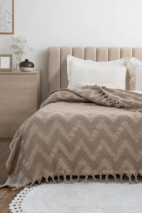 Плед-покривало бавовна евро 200х230 см Бежевий (TC303375969)