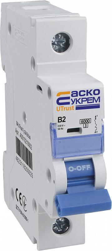 Автоматический выключатель АСКО-Укрем UTrust 1P 2А 6кА B (A0010210002) - фото 2