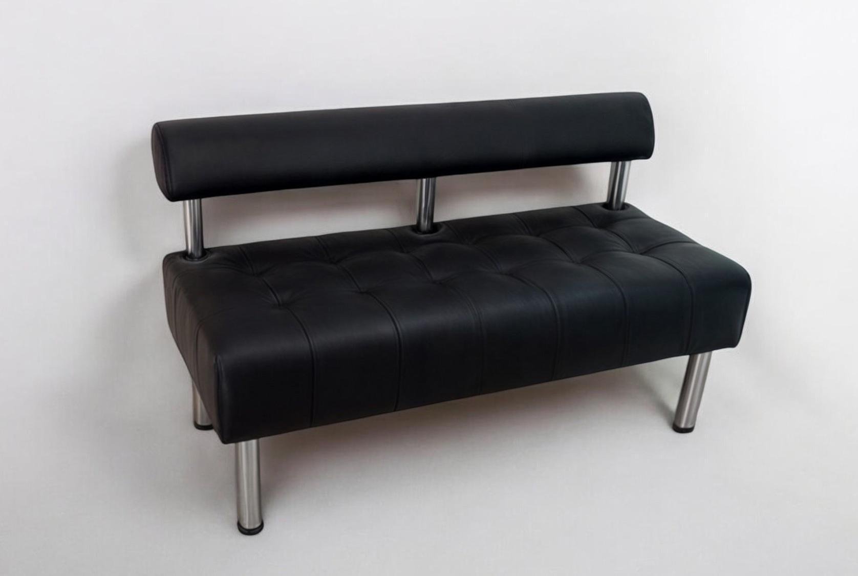 Диван офисный Tobi Sho Сити со спинкой без подлокотников 1500x530x750 мм кожзам Черный (2230)