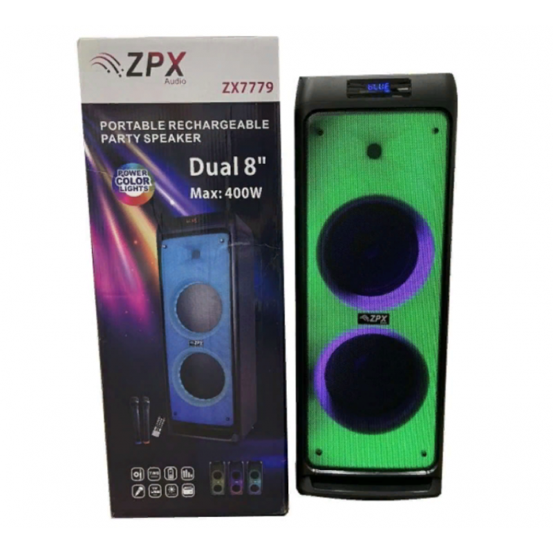 Система Bluetooth аккумуляторная ZPX ZX-7779 2 радиомикрофона 400 Вт Черный (ZPX-002)
