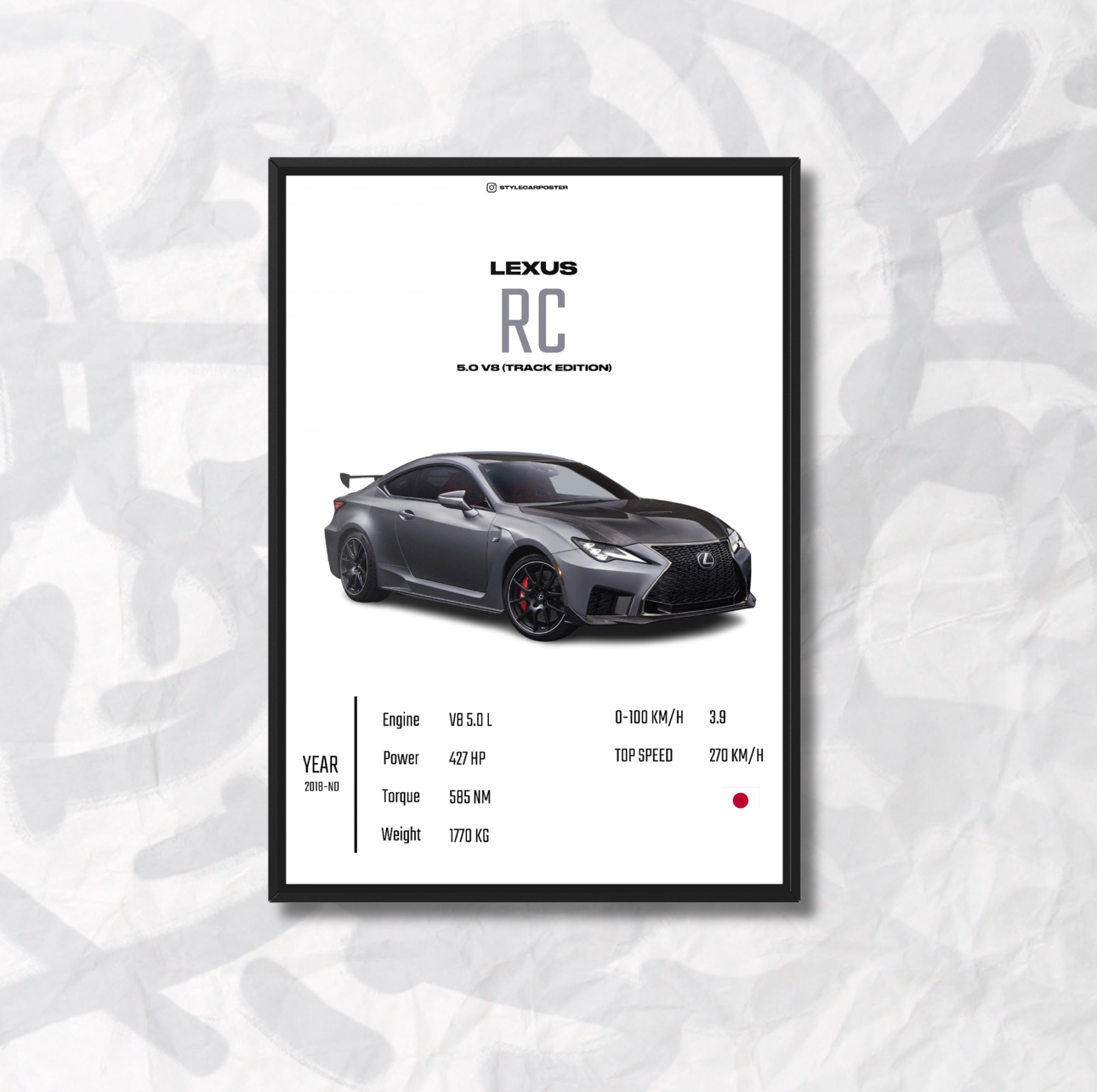 Картина с авто Lexus RC дизайн Ultimate Drive А4 210х300 мм (LX0023)