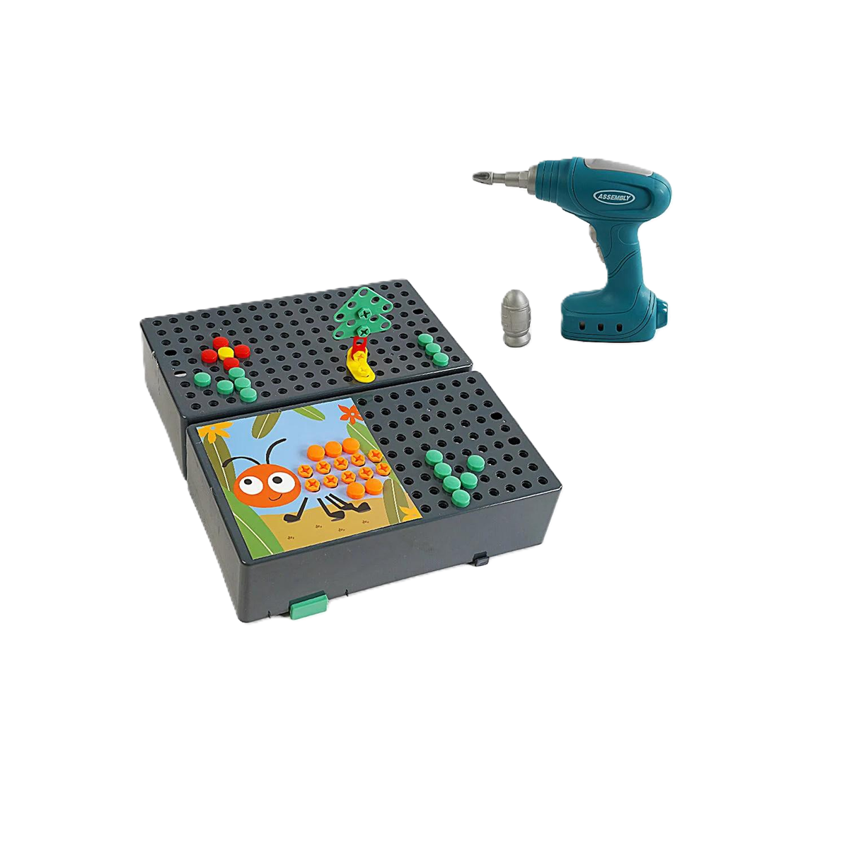 Дитяча мозаїка C 899-4/24 Шуроповерт викрутка/гайковий ключ/картки із завданнями в коробці 256 дет. (24725069)