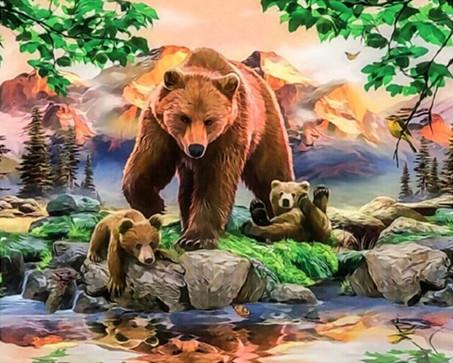 Алмазная мозаика Бурые медведи 30x40 см без рамки 40x8x5 см (H8777)