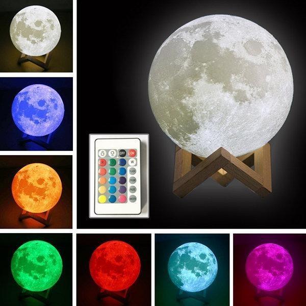 Настольный светильник с пультом Xo Magic 3D Moon Light RGB на аккумуляторе 18 см Белый (669932) - фото 2