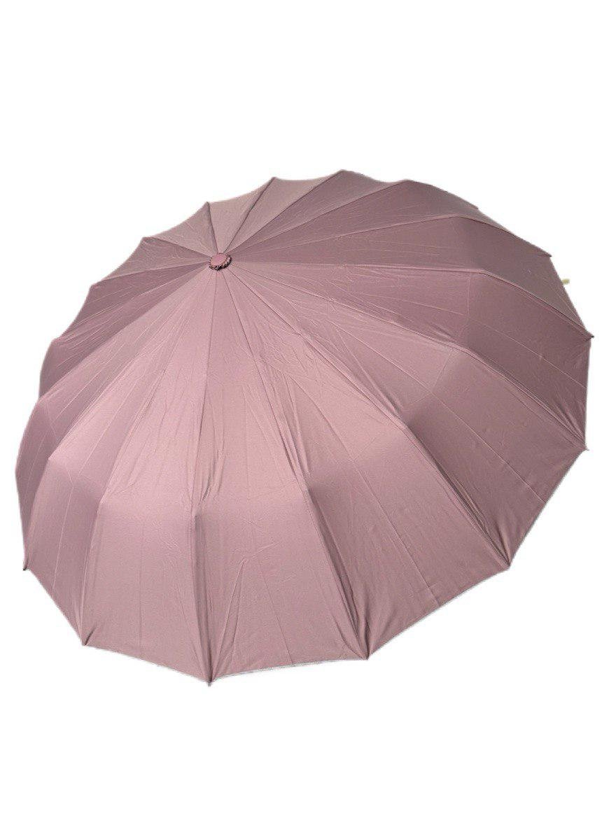 Парасолька-автомат Toprain Umbrella однотонна 16 спиць зі сріблом під куполом Пудровий (4016/11)