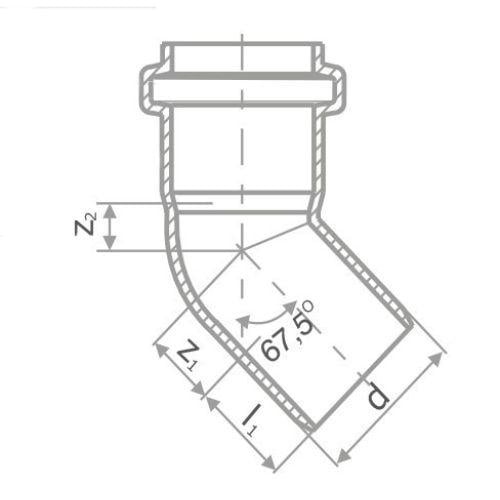 Коліно каналізаційне безшумне Pestan S-Line ⌀ 110 мм 67,5º - фото 2