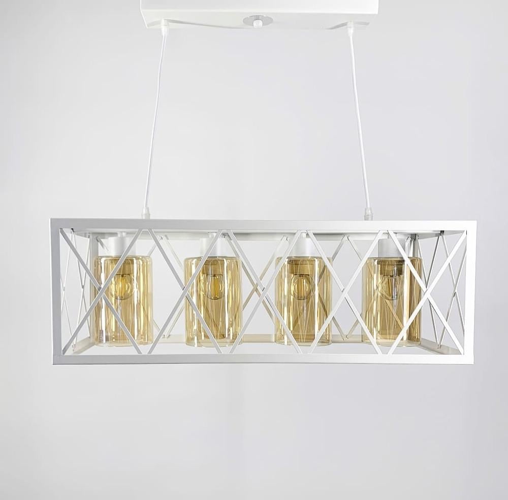 Светильник Loft на 4 янтарных плафона Белый (11535/4 WT)