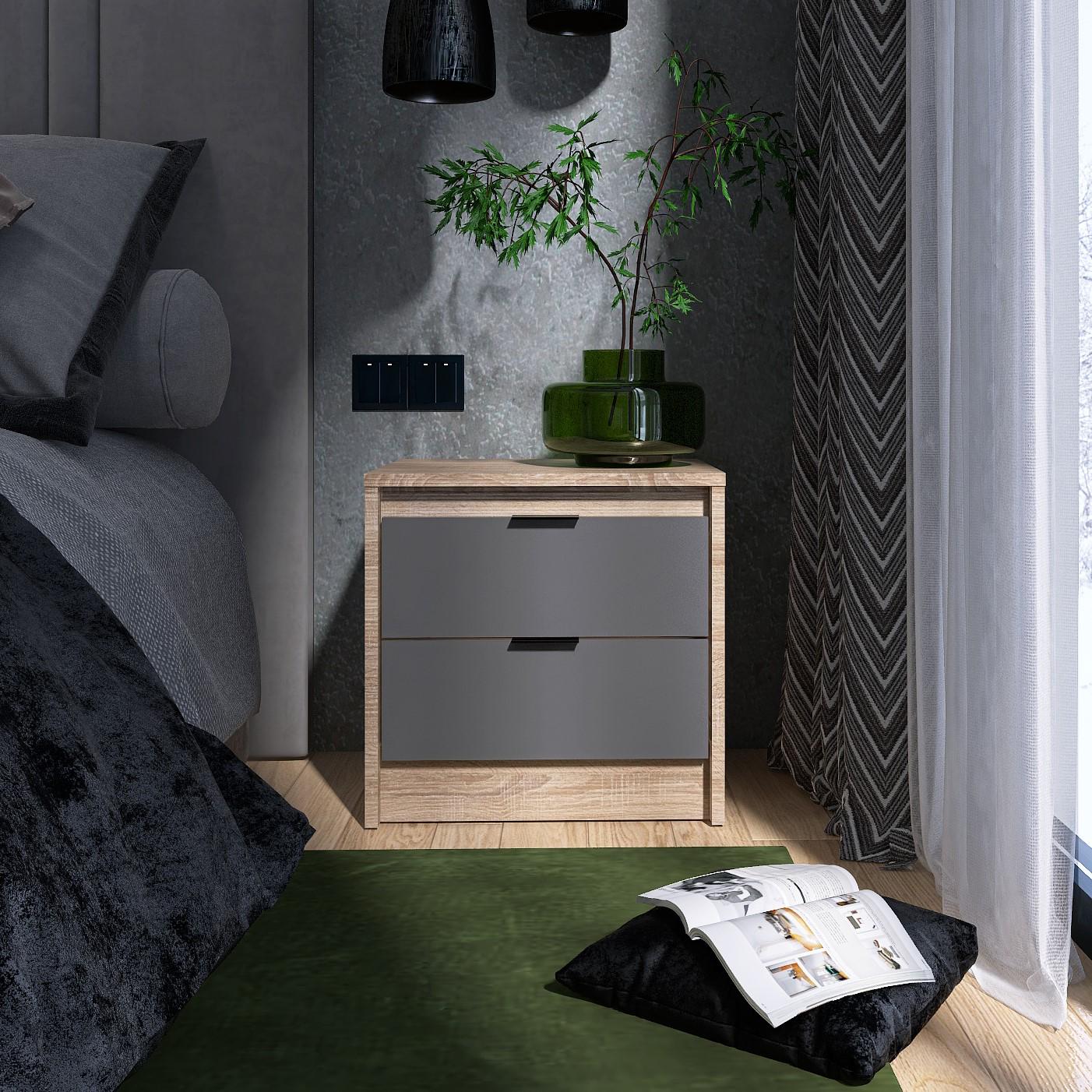Тумба прикроватная Everest Сити 450 452х380х442 мм Сонома/Графит (11428) - фото 2