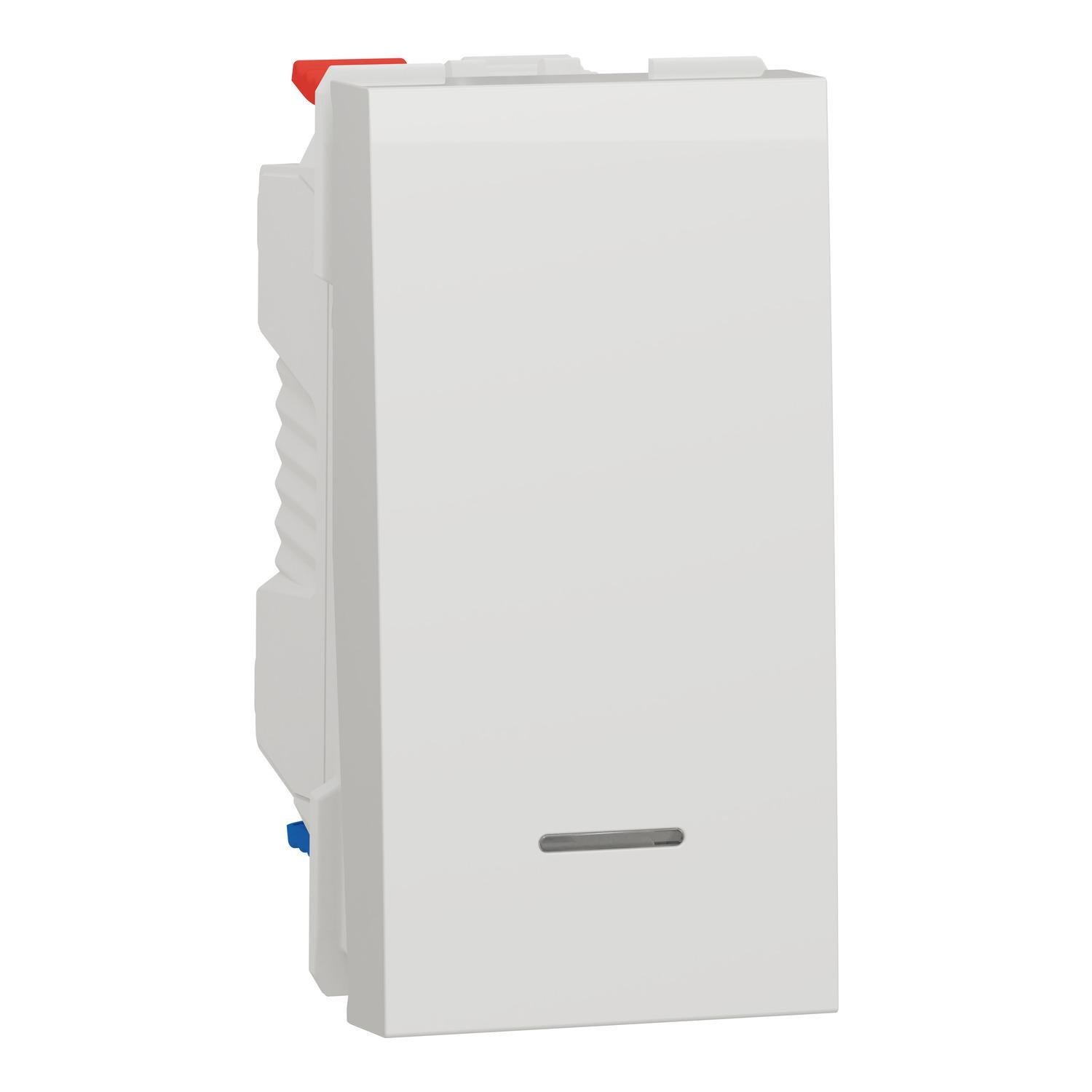 Переключатель 1-клавишный Schneider Electric с нейтралью 1 модуль 10А Unica New Белый (NU310318S)