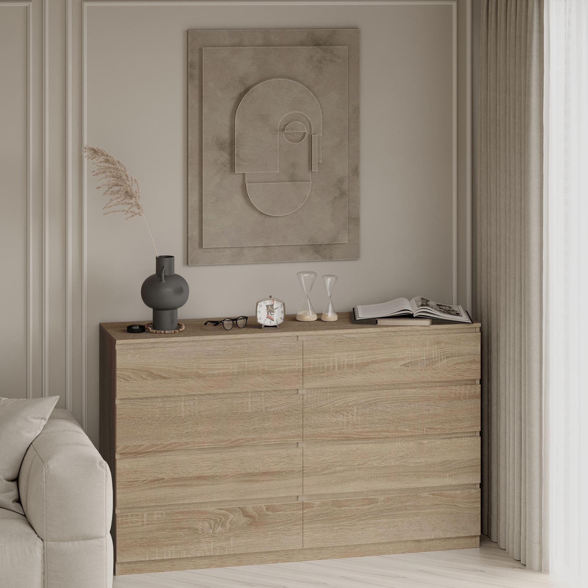 Комод на 8 ящиков без ручек Line KF8 1400x450x1035 мм Дуб Сонома - фото 1 Комод на 8 ящиков без ручек Line KF8 1400x450x1035 мм Дуб Сонома - фото 1