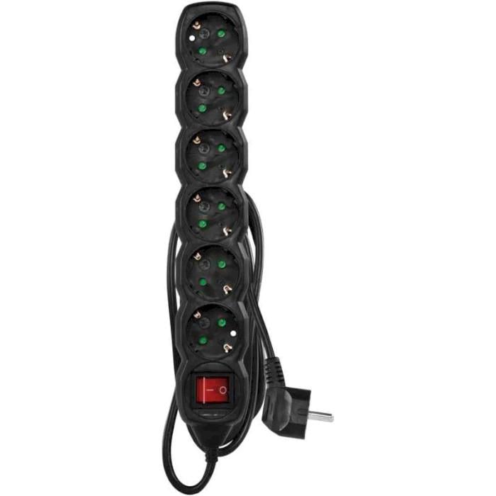 Сетевой фильтр Emos PC1621R 6 розеток 16 А кабель 1,5 м с выключателем Черный (PC1621R)