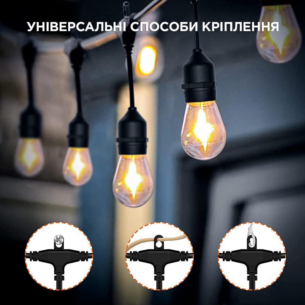 Гирлянда уличная Comshop Ретро 16 LED лампочек 14,6 м - фото 10 Гирлянда уличная Comshop Ретро 16 LED лампочек 14,6 м - фото 10