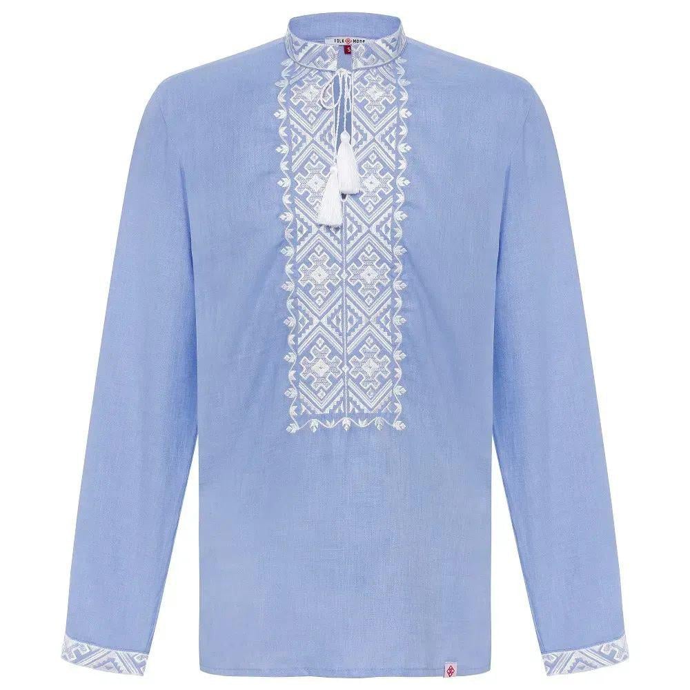 Вышиванка мужская р. 56 Голубой (553) - фото 2 Вышиванка мужская р. 56 Голубой (553) - фото 2