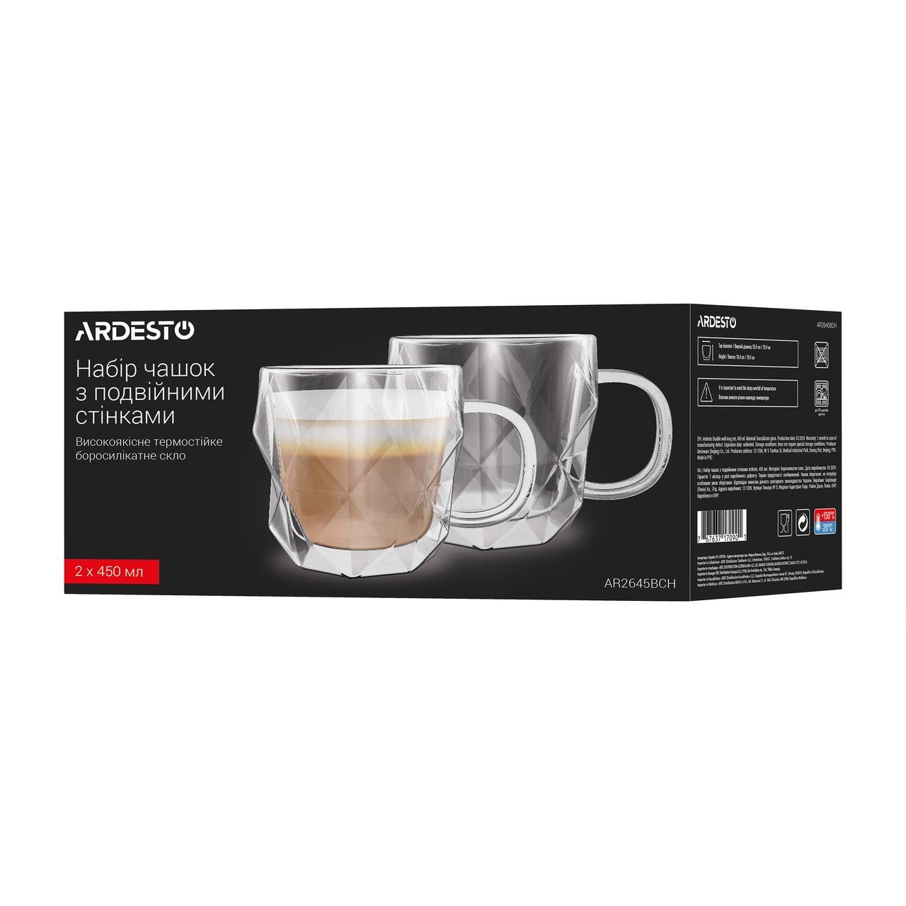 Набор стеклянных чашек Ardesto с двойным дном 450 мл 2 шт. Прозрачный (iz16181) - фото 3