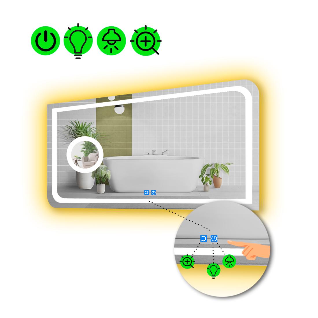 Зеркало с LED подсветкой Noemi с двумя сенсорами и линзой без подсветки 120x80 см (8776713)