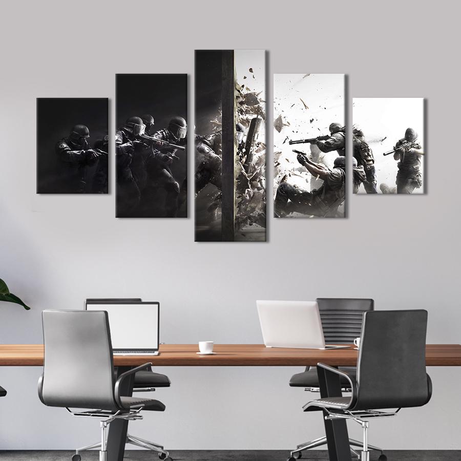 Картина на холсте Динамичный шутер Tom Clancy's Rainbow Six Осада 162x80 см (1438-52)