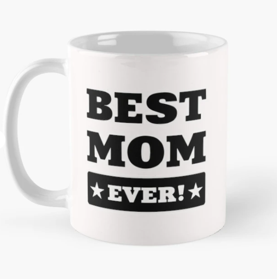 Чашка керамическая с принтом "Best mom ever" звезды для мамочки 330 мл Белый (МАМА36Ч)