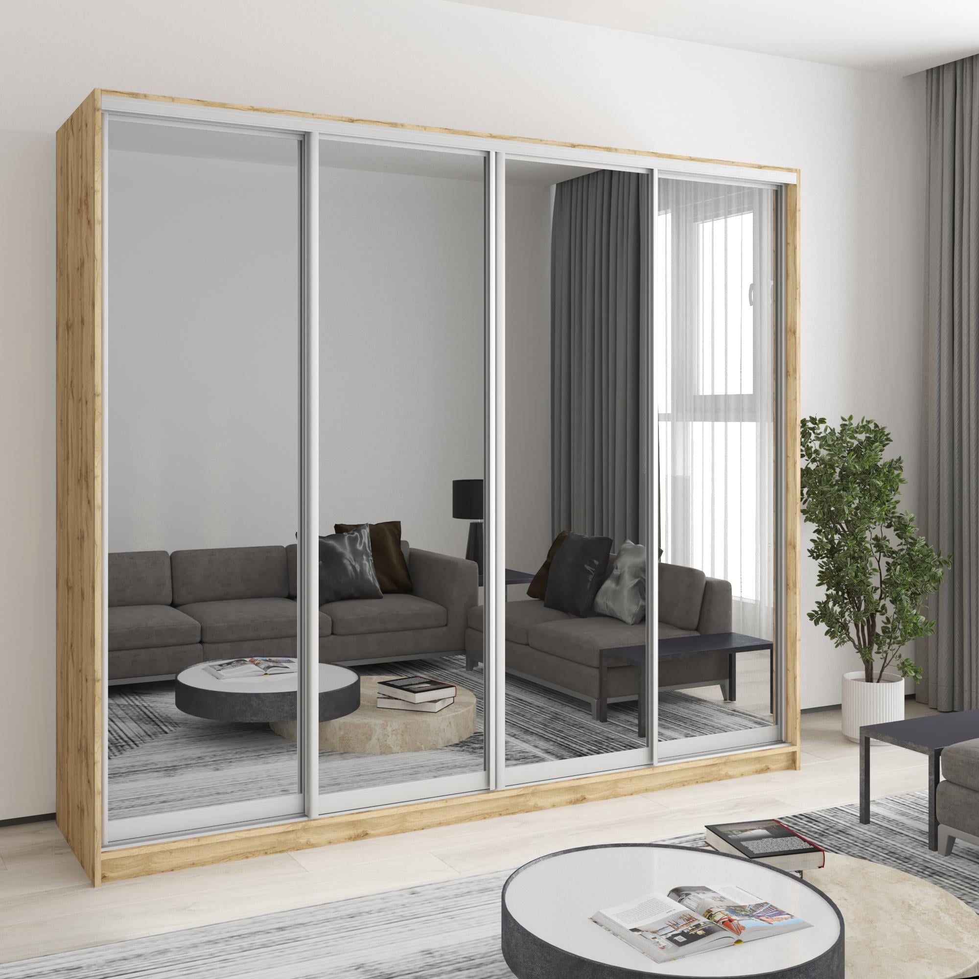 Шкаф-купе четырехдверный MebelStar Стандарт AL 4 зеркала 240x60x210 см Дуб тахо (MBS-12381) Шкаф-купе четырехдверный MebelStar Стандарт AL 4 зеркала 240x60x210 см Дуб тахо (MBS-12381)