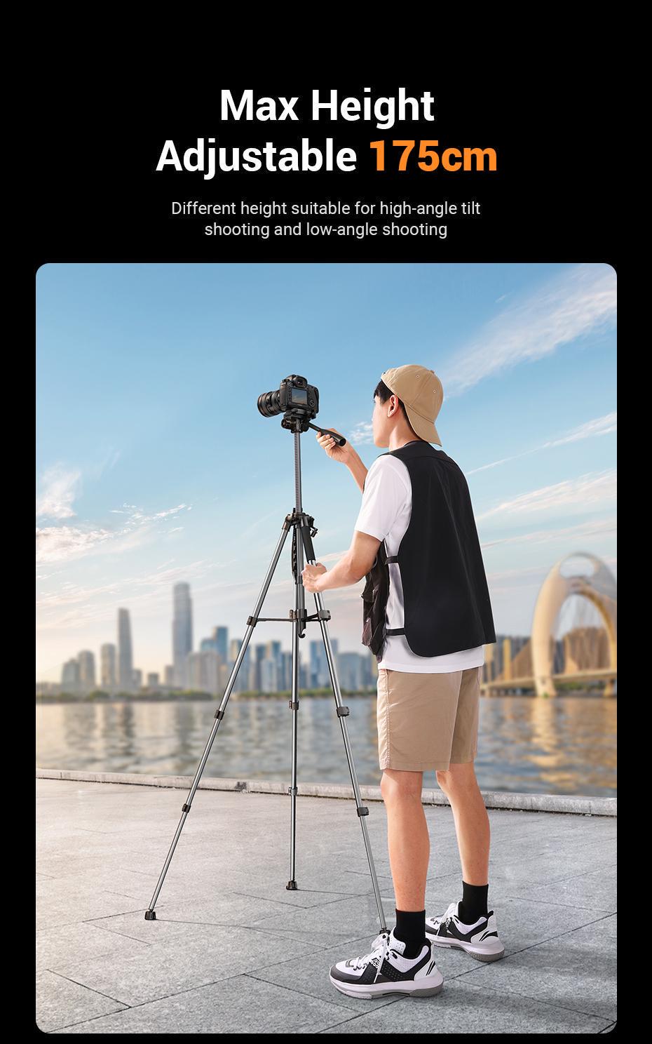 Трипод профессиональный UGREEN 53.5-175 см до 5 кг 360° Черный (15187) - фото 7 Трипод профессиональный UGREEN 53.5-175 см до 5 кг 360° Черный (15187) - фото 7