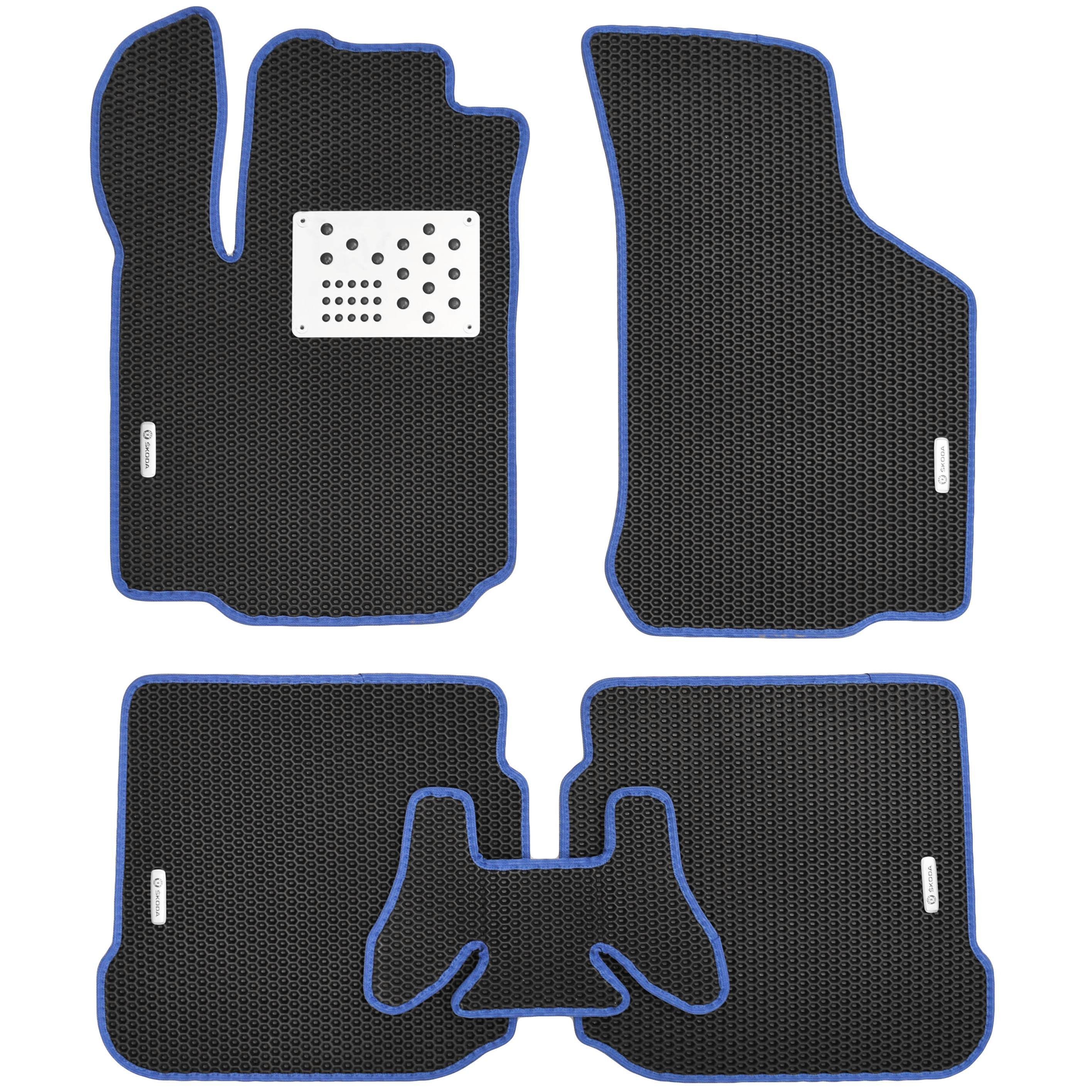 Коврики Kinetic в салон для Skoda Octavia '97-09 EVA соты Черный/Синий