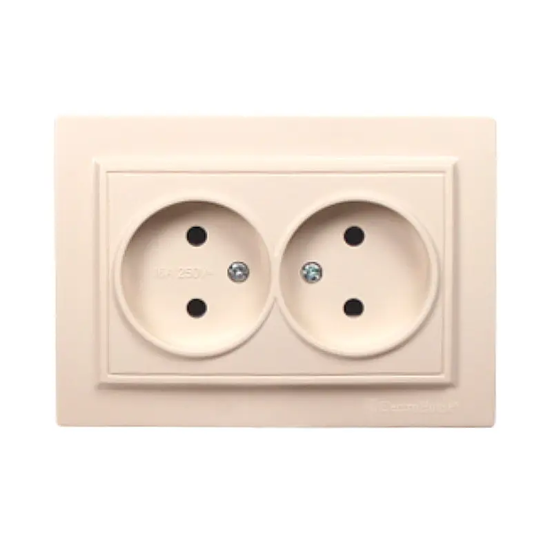 Розетка двойная без заземления ElectroHouse Enzo 16A IP22 Латте (EH-2193P-LT)