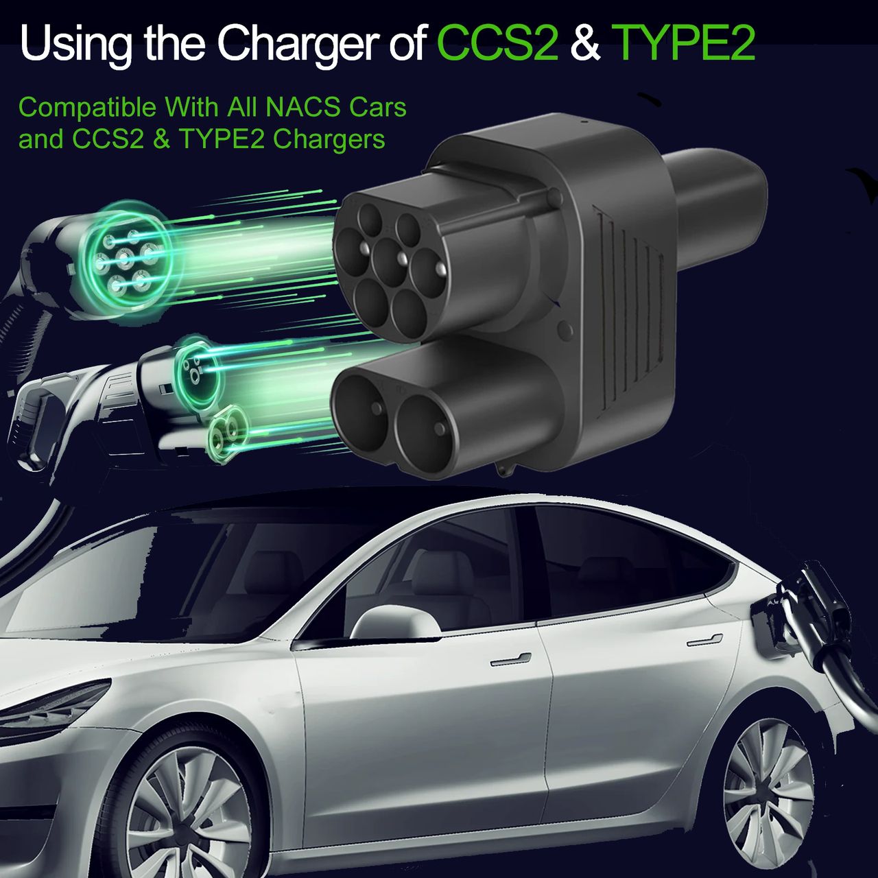 Адаптер CS2 Combo/Type2 Adapter 250 кВт для Tesla Model S/3/ X/ Y AC DC - фото 4