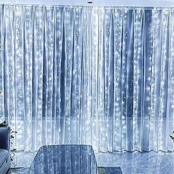 Гирлянда на штору новогодняя Капля росы 200 LED 220 В 3х3 м Белый (LG-173307W)