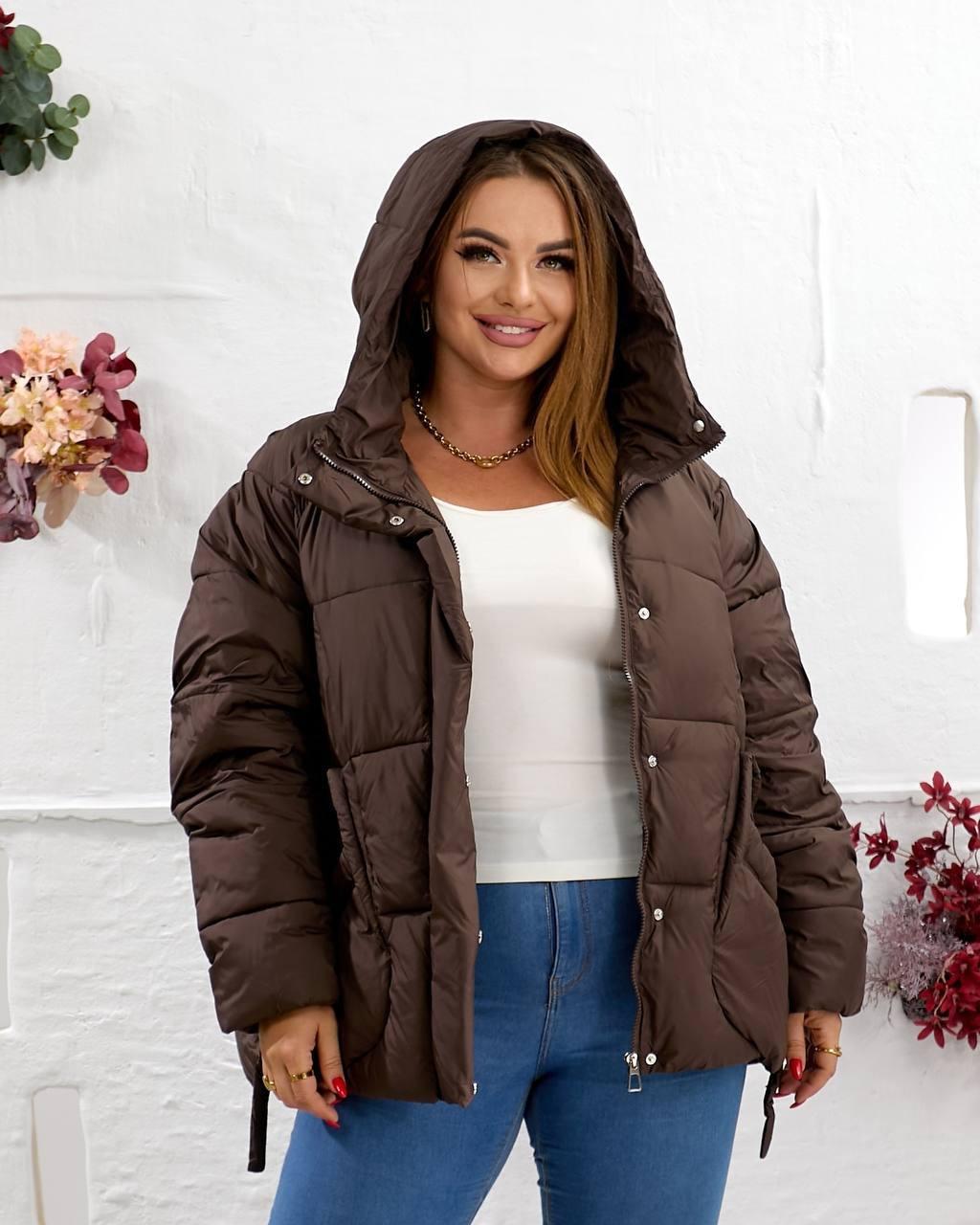 Куртка-пуховик жіноча зимова до -20°С 3XL Шоколад (OV-9623CHO-3XL) - фото 4