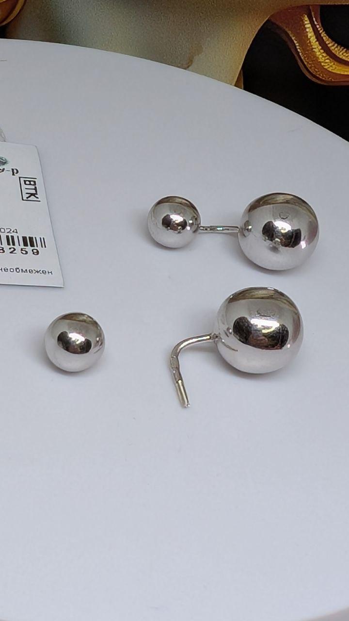 Сережки-пусети срібні Dior круглі 925° (30731271) - фото 3