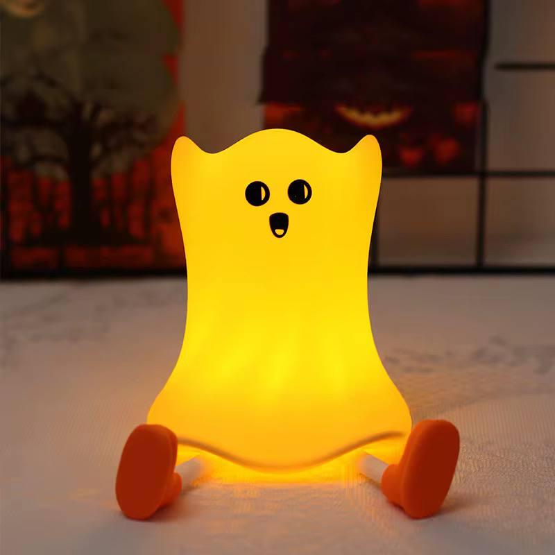 Нічник дитячий силіконовий Привид м'який сенсорний з акумулятором Білий (S06) - фото 4