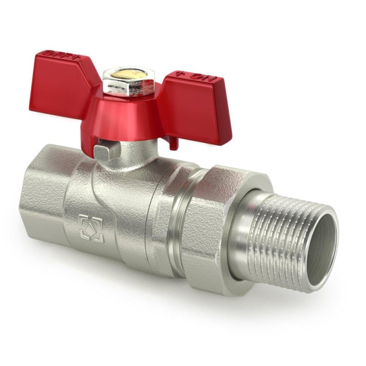 Кран шаровый Raftec PN40 ВН бабочка с американкой 1/2" Red (24850020)