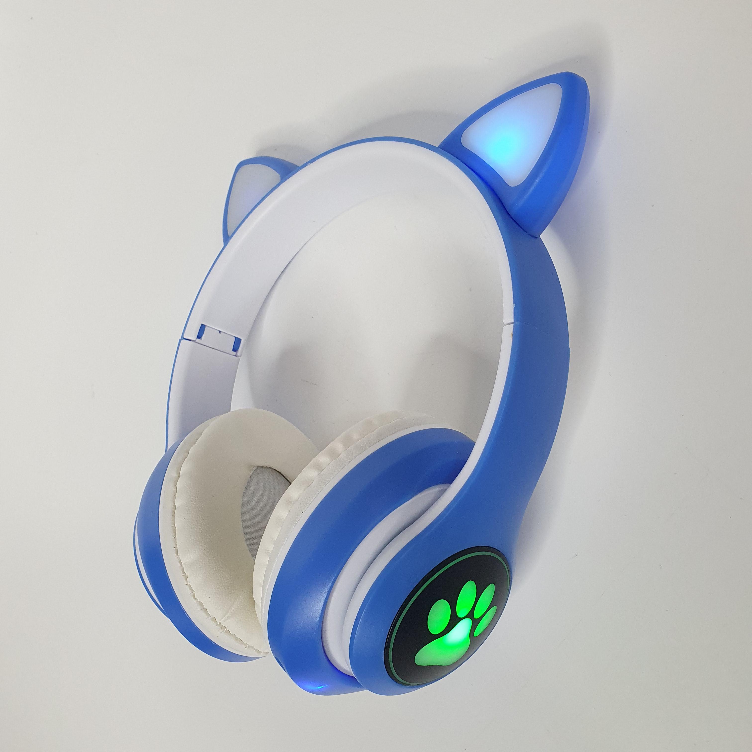 Наушники Cat Bluetooth MP3/FM STN-28-D1 с кошачьими ушками 400 мАч Синий