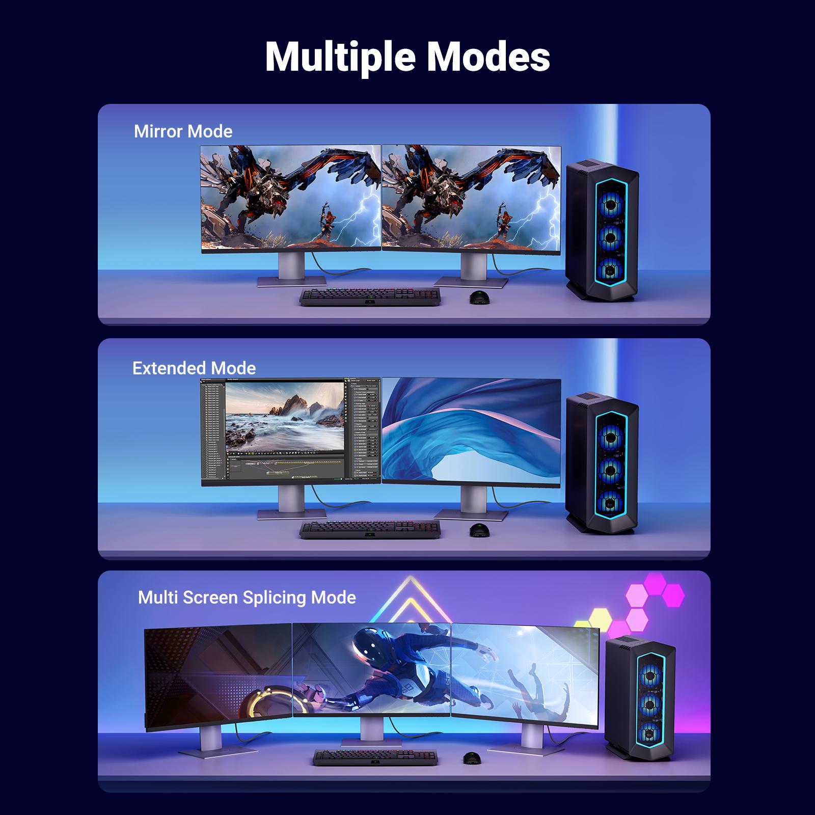 Кабель UGREEN DisplayPort 1.4 8K 60Hz 4K 144Hz 2K 165Hz 1080p 240Hz 32.4 Гбіт/с DP Dynamic HDR G-Sync Free Sync 3D 2 м Чорний (80392) - фото 3