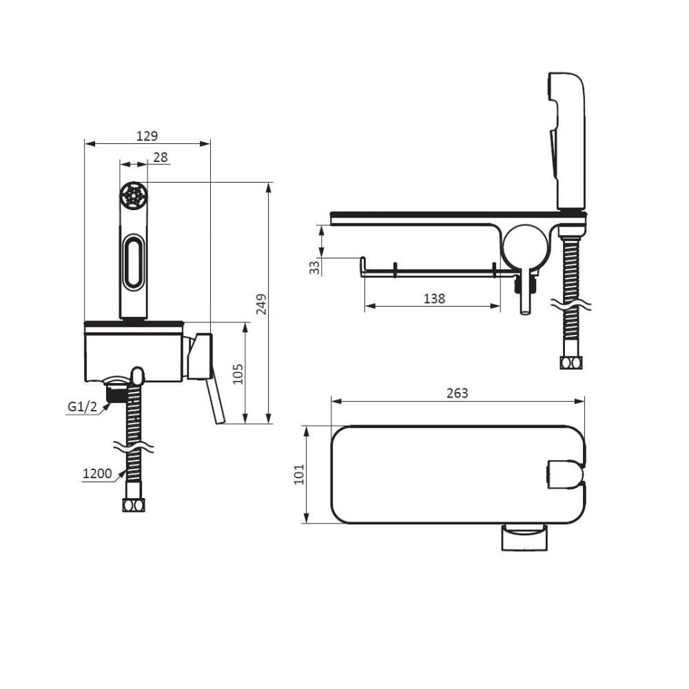 Змішувач для гігієнічного душу Damixa Jupiter 773500301 настінного монтажу Чорний (225431) - фото 5