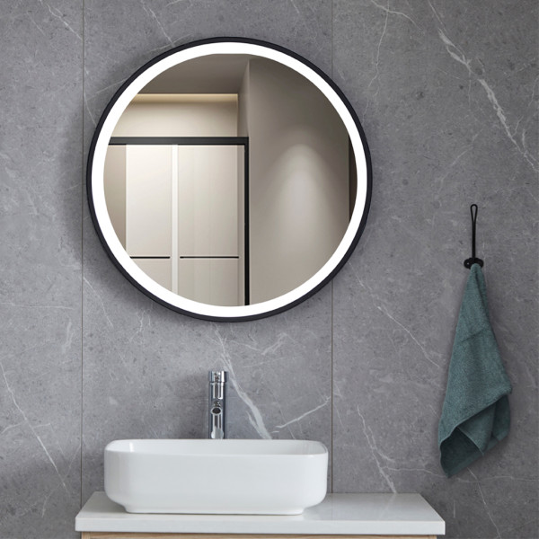 Дзеркало кругле для ванної кімнати Insana з LED-підсвічуванням 60х60 см Чорний (А0047431)