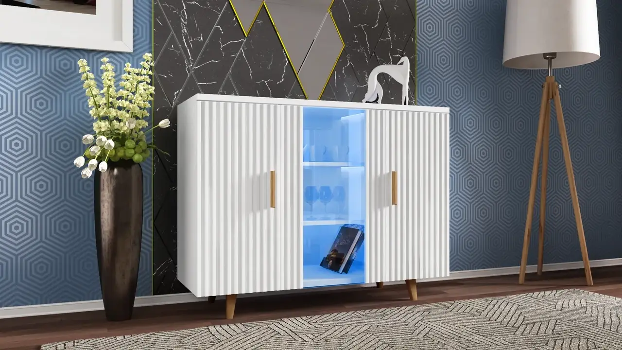 Вітрина-комод Artos Design Verona 1W2D з ламінованої ДСП/ламінованої МДФ Білий (49270) - фото 1