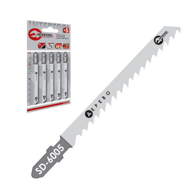 Набор полотен для лобзика Intertool для работы по дереву и ламинату 75 мм/4,0 мм 5 шт. (115507)
