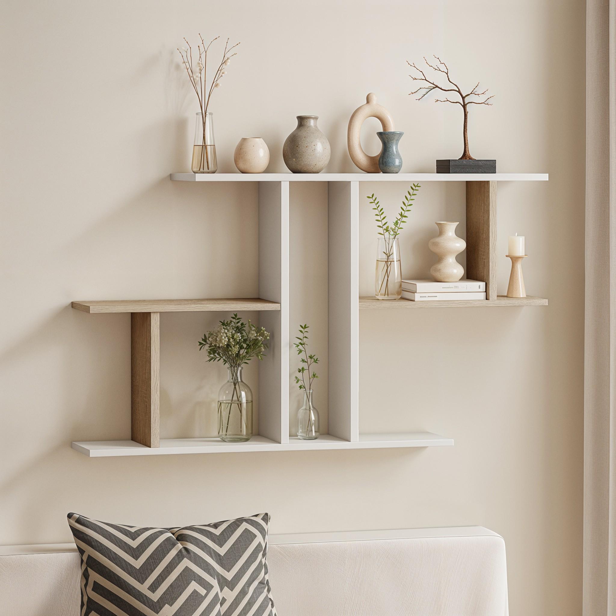 Полка навесная FT-8 1048х180х600 мм Белый/Дуб Сонома - фото 1